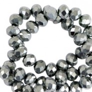 Top Glas Facett Glasschliffperlen 4x3mm rondellen Silver-pearl shine coating